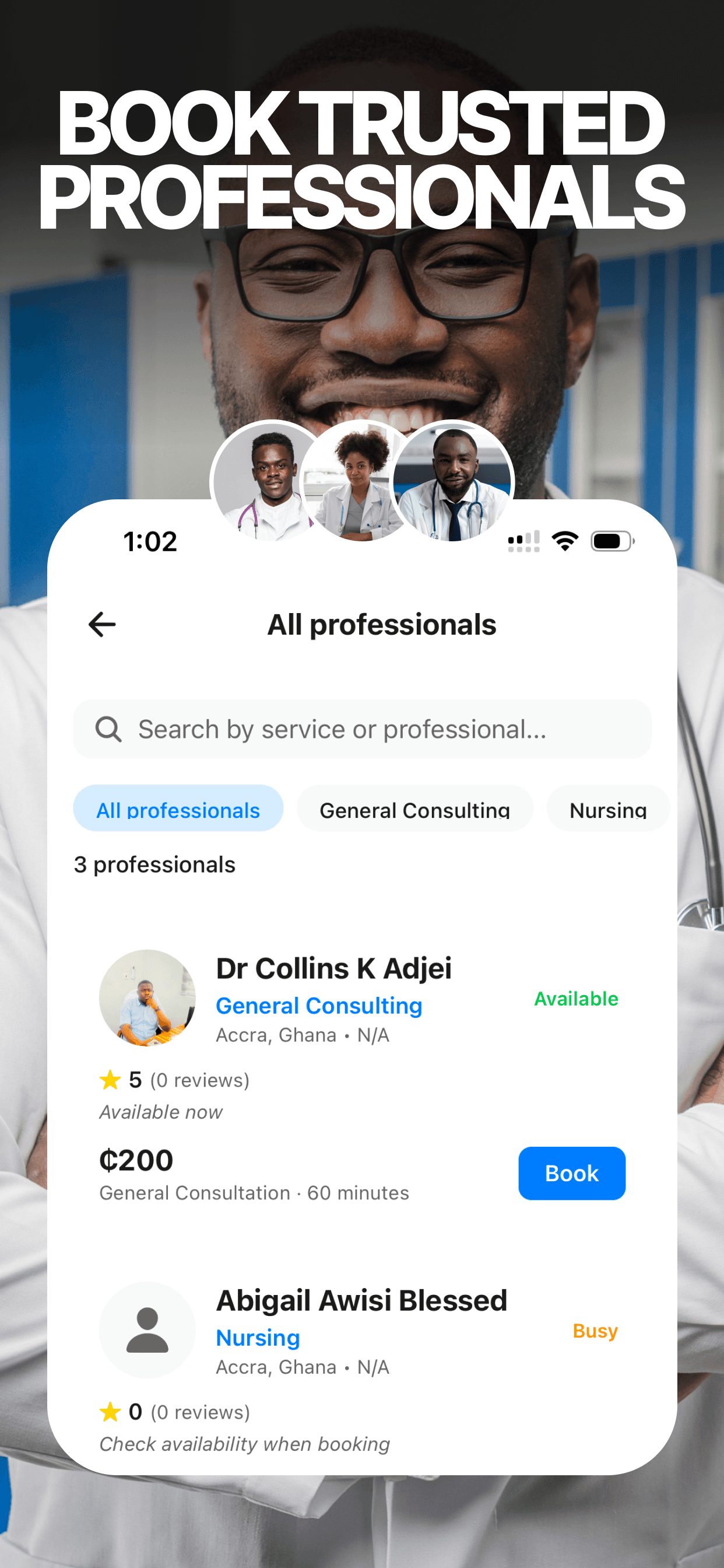 Medfy — book trusted health professionals in Ghana